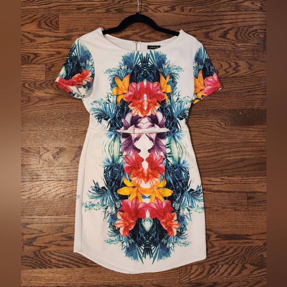 Cut Out Floral Tropical Dress